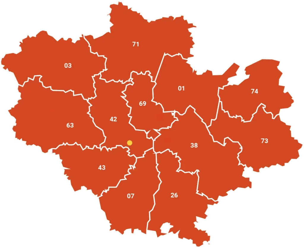 Présence Happy Confort en Auvergne-Rhône-Alpes — intervention climatisation et PAC dans toute la région
